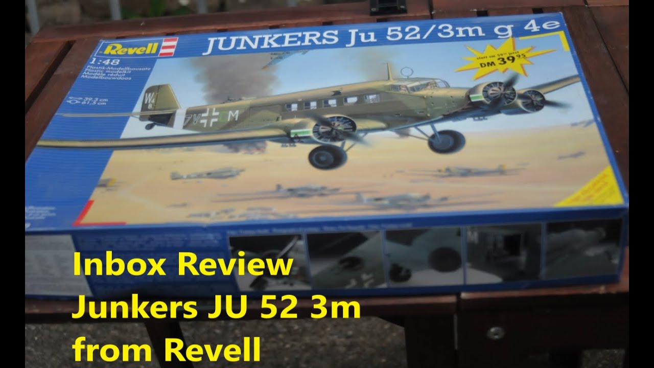 Inbox review of the Big 1/48 Scale JU 52 3m g 4e model kit from