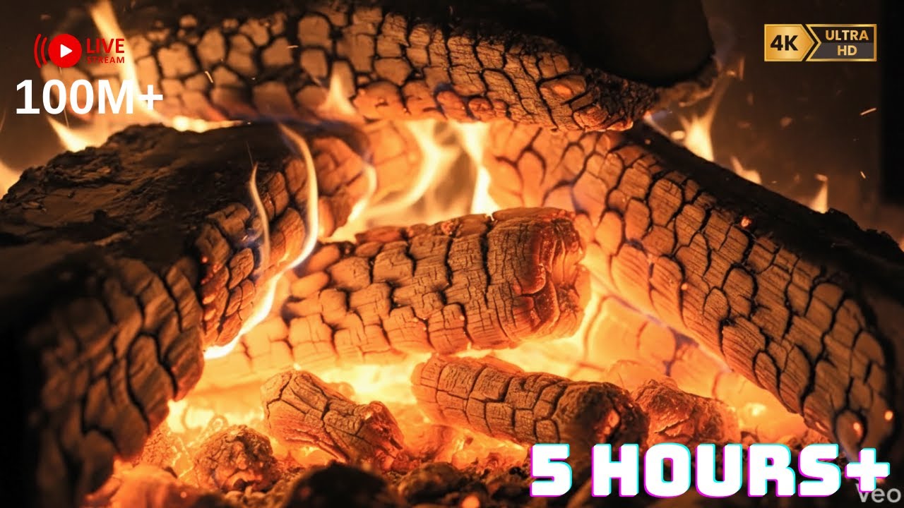 5-Hour Cozy Fireplace 4K 🔥 Crackling Fire Sounds for Sleep & Relaxation