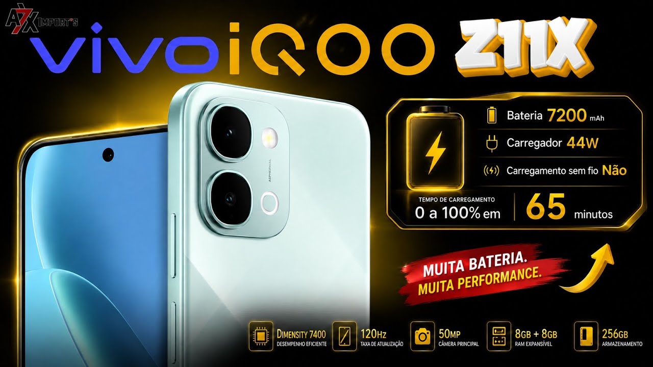 VIVO iQOO Z11x: ótimo custo benefício IP69K,120HZ , NFC e Bypass Charging!