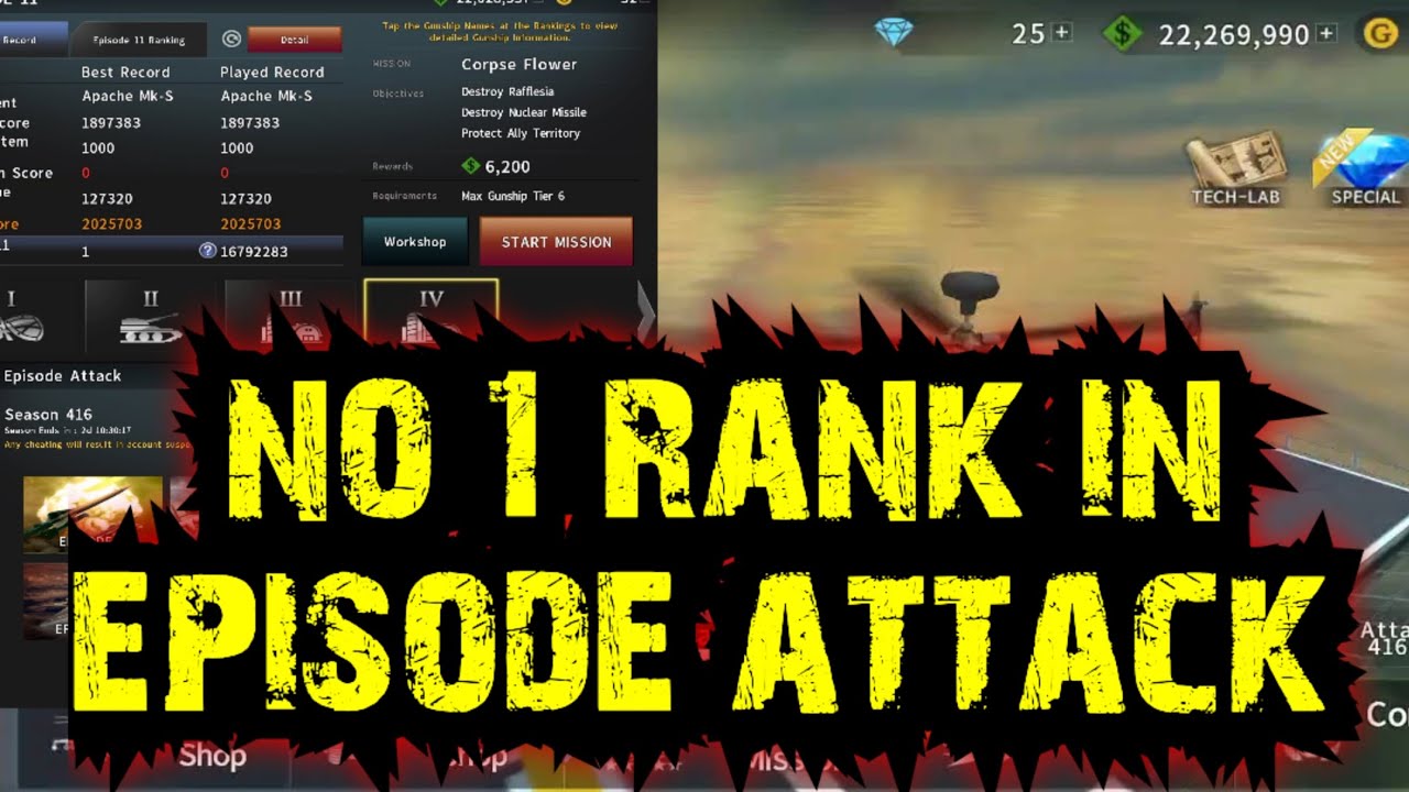 Gunship Battle - How to get no 1 rank in episode attack 