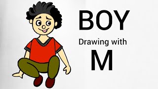 Draw A Boy Sitting Pose With M Very Easy Easy Drawing Tutorial Step By Step