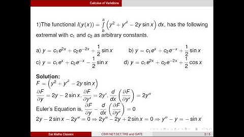 CSIR NET MATHEMATICS || Calculus of Variations || Extremal Problem ||  Dec 2015 || Part-B