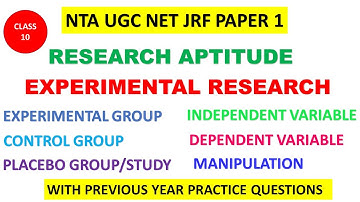 NTA UGC NET JRF PAPER 1 || EXPERIMENTAL RESEARCH |EXPERIMENTAL & CONTROL GROUP |PLACEBO GROUP /STUDY