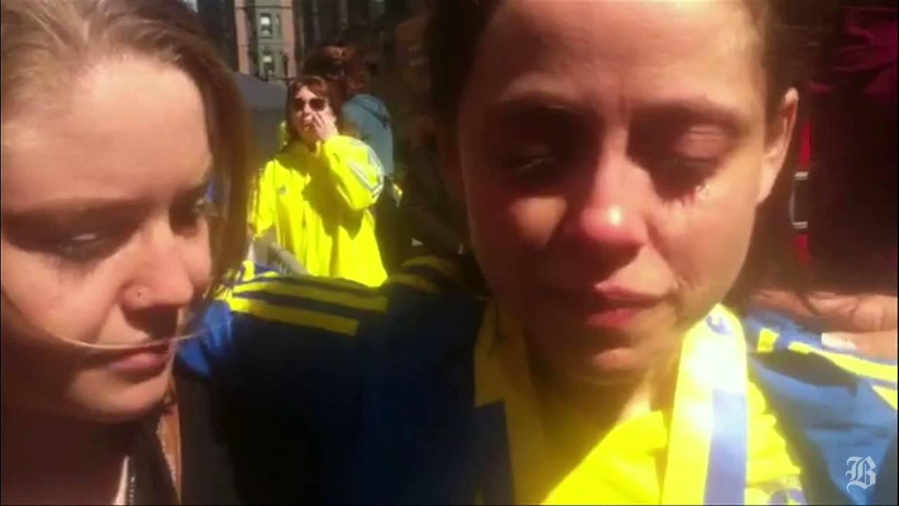 Boston marathon runners emotional while picking up their bags YouTube