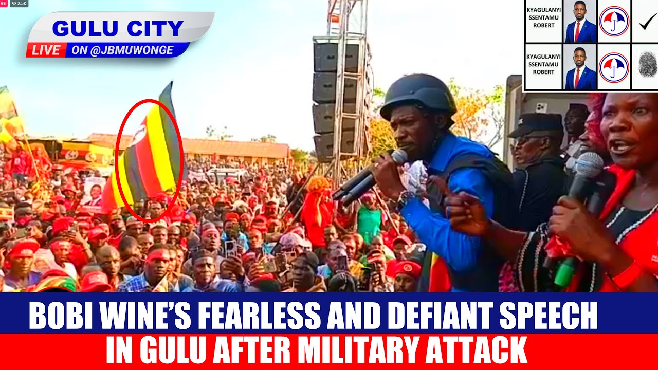 Бесстрашная и дерзкая речь Боби Вайна в Гулу после нападения военных.