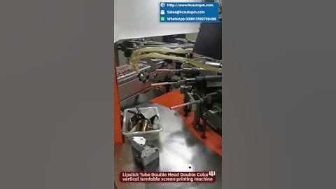 Lipstick tube double head double color vertical turntable screen printing machine