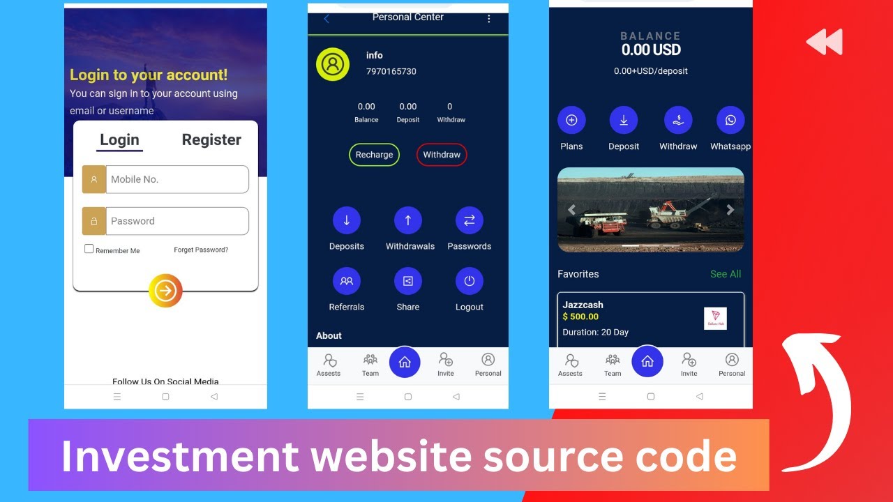 Mining sector investment website source code