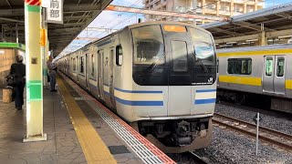 市川駅にて、JR東日本E217系0番台Y-19編成 出発シーン