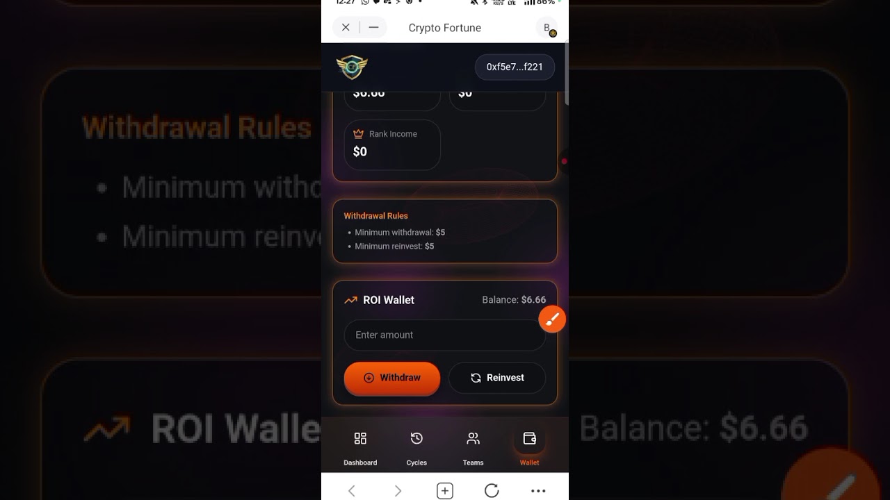 💰CRYPTO FORTUNE ME ROI CLAIM - WITHDRAW AUR REINVEST KAISE KARE | HOW TO WITHDRAW & REINVEST 💰