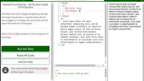 Applied Visual Design   Set the line height of Paragraphs free code camp   Dani