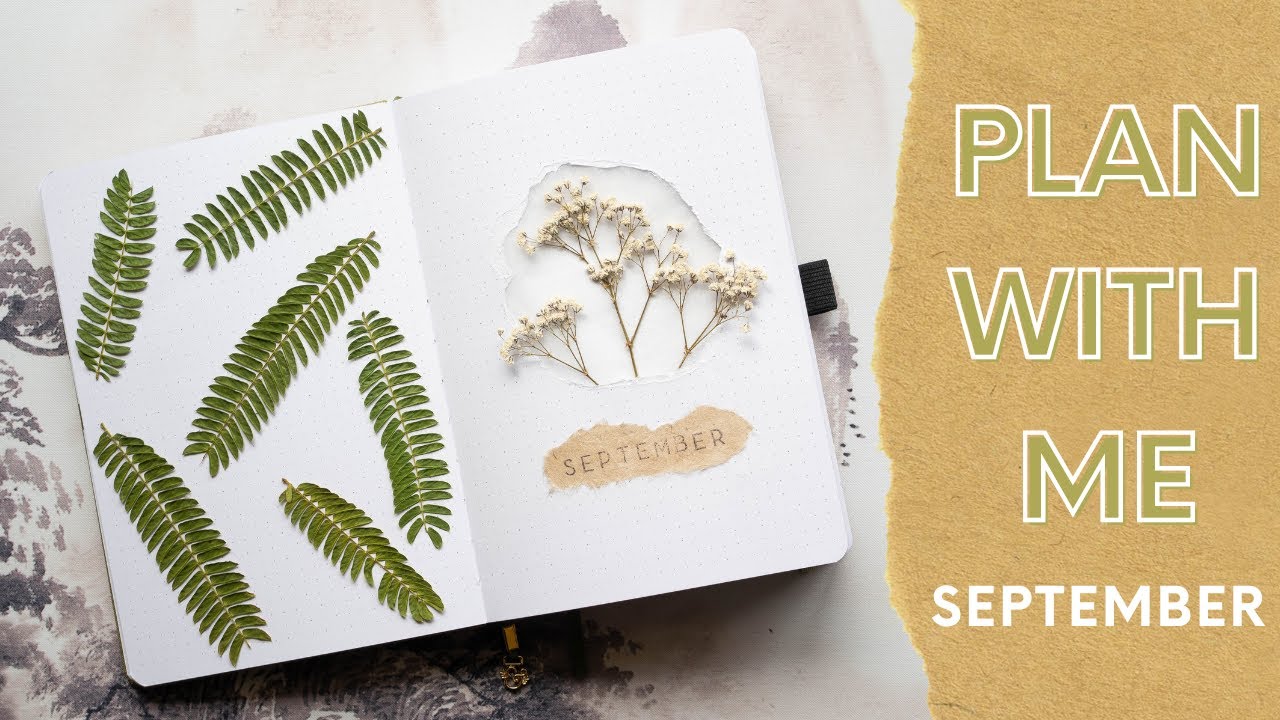 Bullet Journal Plan with Me - September 2022 - Dried Pressed Flowers