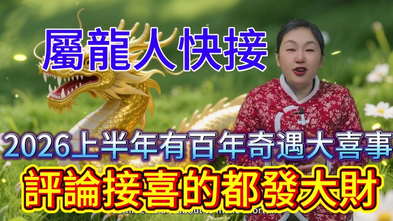 哪個屬龍人還沒接？2026 上半年 “天降大喜”！有百年奇遇的大喜事！評論接喜的都要發財了！#運勢 #補財庫旺財氣 #財富 #生肖 #命理 #風水 #財運