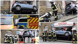 2026 04 03 🚨 Kurioser Unfall - PKW vs. Schaufenster und Gehweg-Begrenzungen - Bergung on Tape