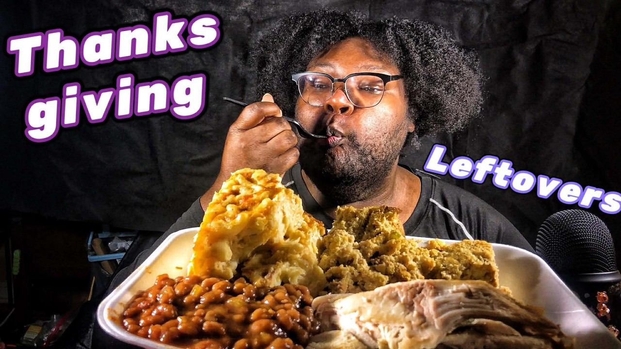 Leftovers 🍽️ | No Talking | ASMR Mukbang | 🦃 Turkey+Stuffing+Pie - YouTube