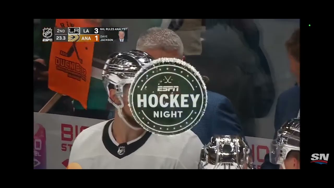 NHL LA kings goalie Phoenix copley almost fights ducks goalie john gibson in scrum