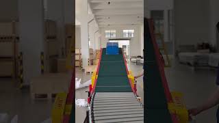 loading machine container loading and unloading belt conveyor #conveyor