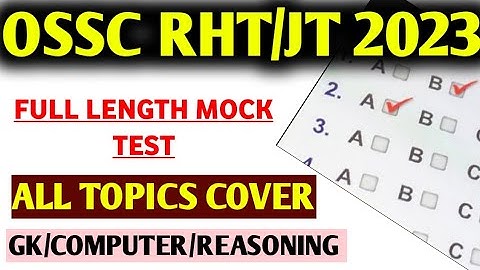 Full Length Mock Test For RHT & JT Exam 2023 !! SR STUDY POINT