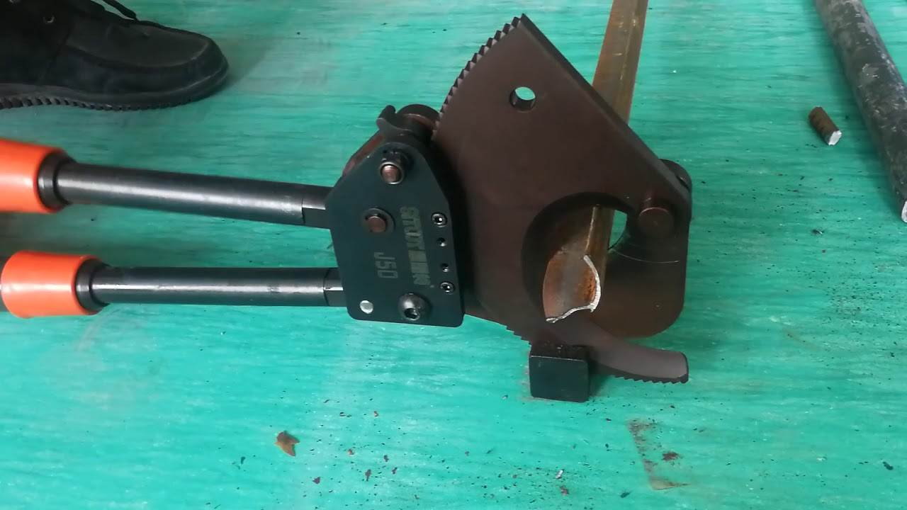 Iron Cable Ratcheting Ratchet Cable Cutter Cut Angle iron - YouTube