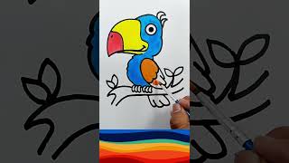 Colorful bird Coloring easy | How to Color bird | Painting, Drawing, Coloring Tips for Kids #shorts