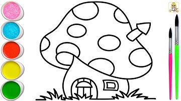 Easy Mushroom House Drawing | Step by Step | Let