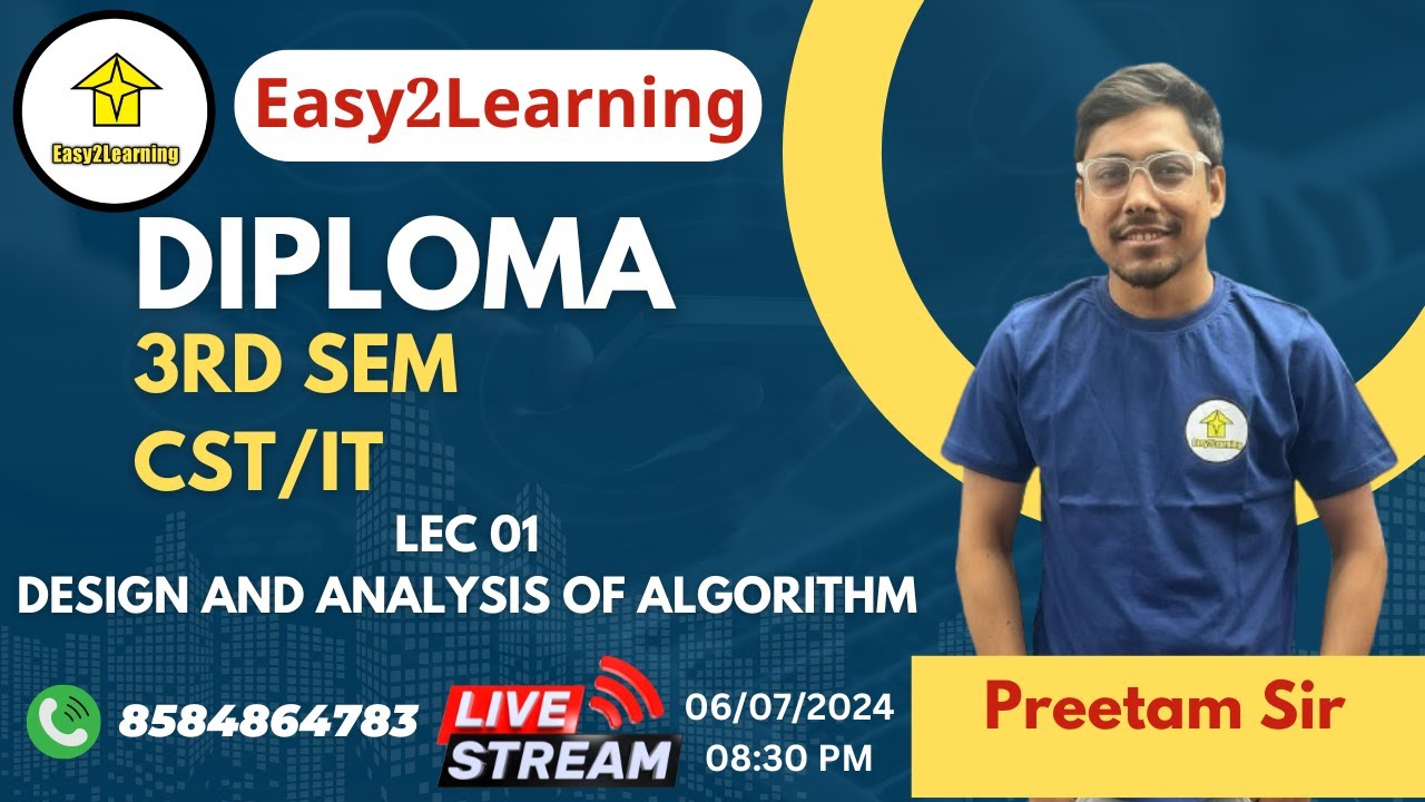 Diploma 3rd Sem CST/IT | Design and Analysis of Algorithm Lec 01 | By ...