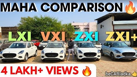 Choose your pick | Maha Comparison - Maruti Suzuki Swift LXI vs VXI vs ZXI vs ZXI+ | @beCARladka