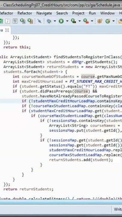 Class Scheduling + Genetic Algorithm + Credit Hours + Find students to ...