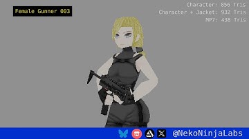 PSX Low Poly Character: Female Gunner 003 #3dart #3dmodeling #lowpoly #psx #ps1 #indiedev #gamedev