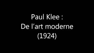 Paul Klee : de l'art moderne (1924)