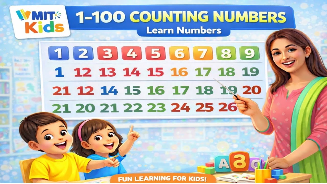 Counting 1 to 100 for Kids 🔢 | Learn Numbers 1–100 in English | Fun ...