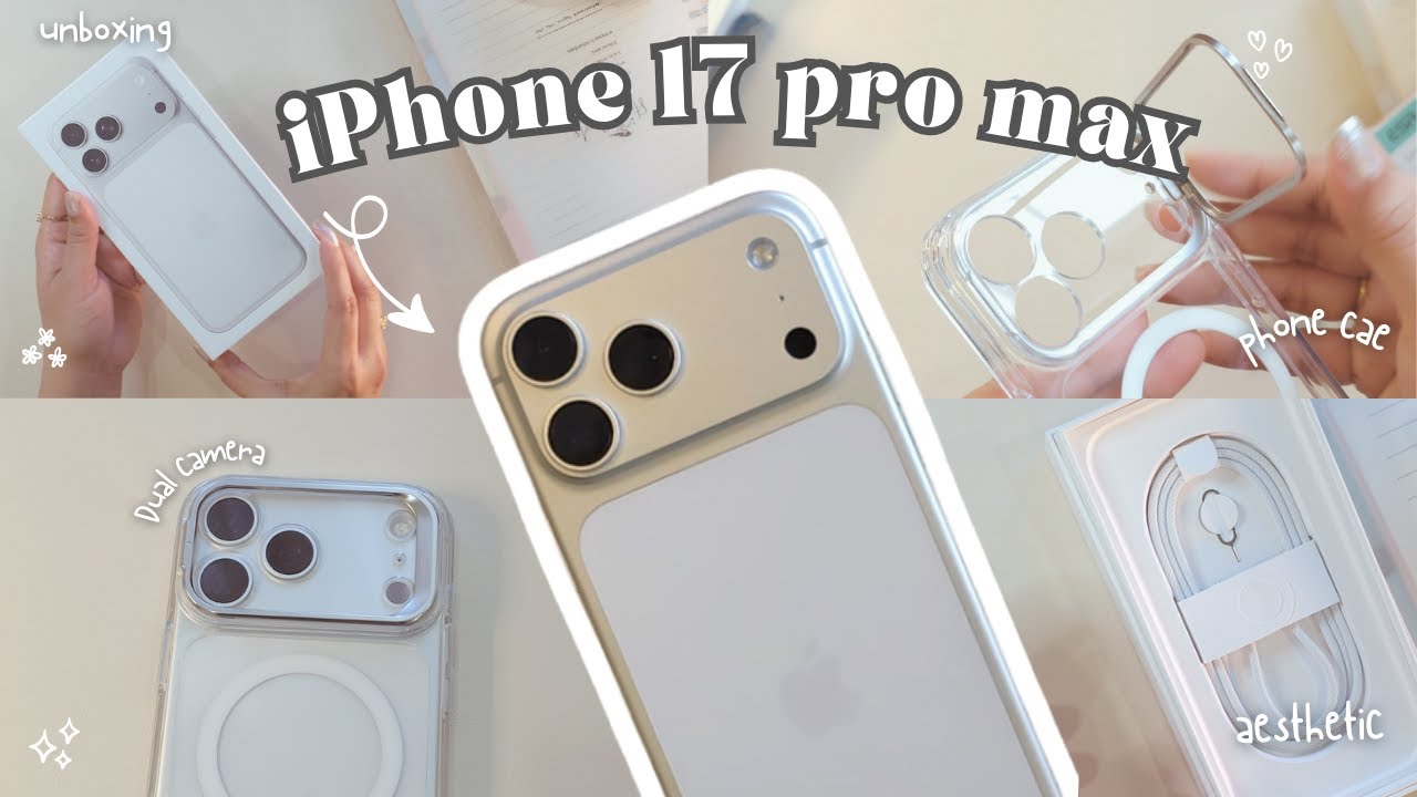 🕊️ Silver iPhone 17 pro max (512GB) Aesthetic unboxing ♡✩ Phone case 🤍  iOS 26 customisation🌷| ASMR