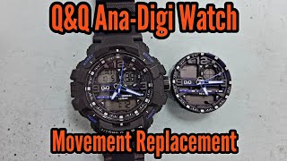 Q&Q Ana-Digi Watch Movement Replacement | Watch Repair Channel