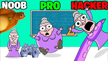 NOOB vs PRO vs HACKER In BASH THE TEACHER!? (ALL LEVELS!) With Grizzly The Lemmings