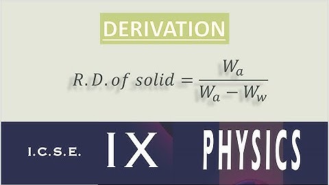 Derivation of the formula to calculate RD of Solid using Archimedes