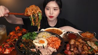 SUB)Young Radish Bibimbap with Grilled Pork Belly(Samgyeopsal) Home-cooked meal Mukbang ASMR