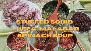 🔥 365 Days Outdoor Cooking: STUFFED SQUID & LUFFA SOUP! (EP 8) Survival Cooking Challenge!