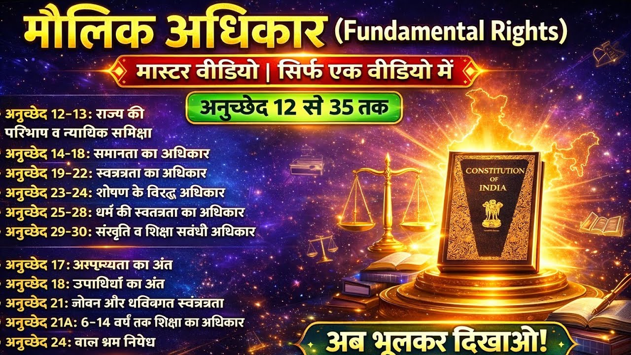मौलिक अधिकार (Fundamental Rights) पूरी जानकारी | Indian Polity | SSC, Railway, UPSC, NTPC by karan 