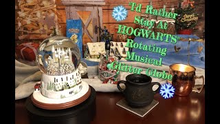 Bradford Exchange- "I'd Rather Stay At Hogwarts This Christmas" Rotating Musical Glitter Globe