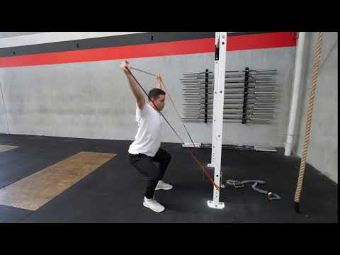 Banded Y pull overhead squats
