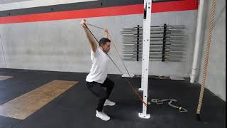 Banded Y pull overhead squats