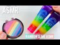 Satisfying Slime Coloring with Makeup! Mixing Rainbow Lipstick & Eyeshadow into Clear Slime! ASMR!!