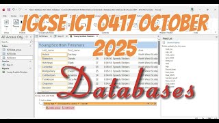 IGCSE ICT 0417 November 2025 Paper 2: Databases using Ms Access
