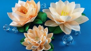 Ribbon lotus:3 ways to make/Lotus de las cintas:3 variantes de hacer/Лотос из лент: 3 варианта