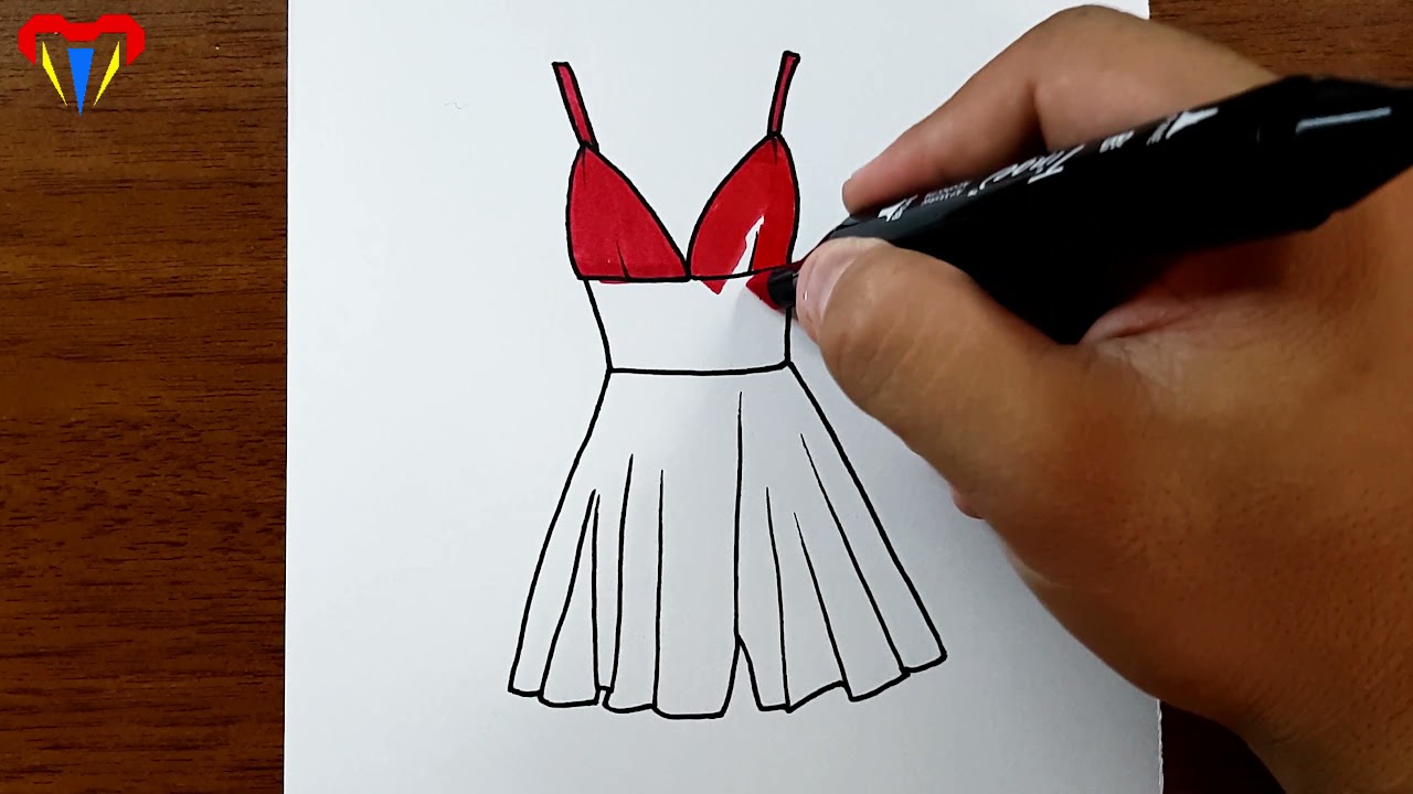 how to draw a red dress How To Draw A beautiful Red Dress || Easy Drawing