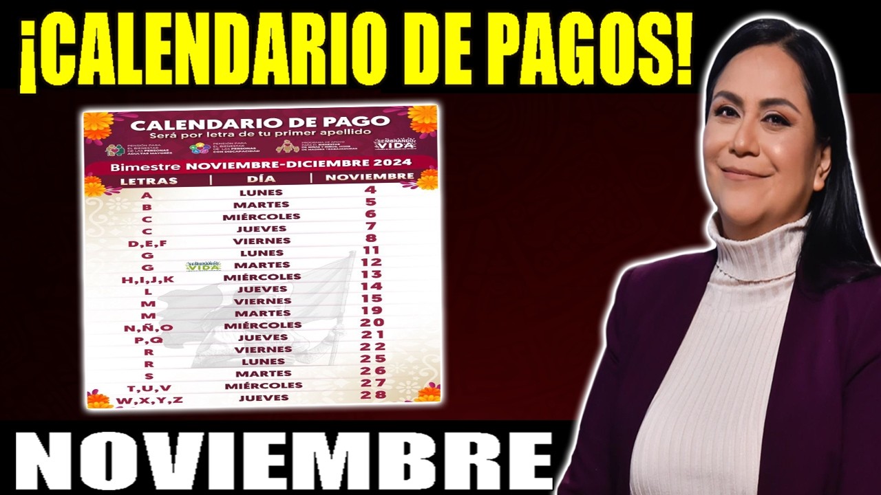 🚨💵 FECHAS DE PAGO de pagos NOVIEMBRE DICIEMBRE 2024 - Cuando pagan la ...