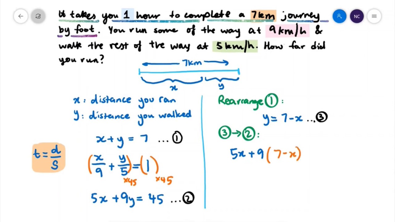 solving problems using simultaneous equations