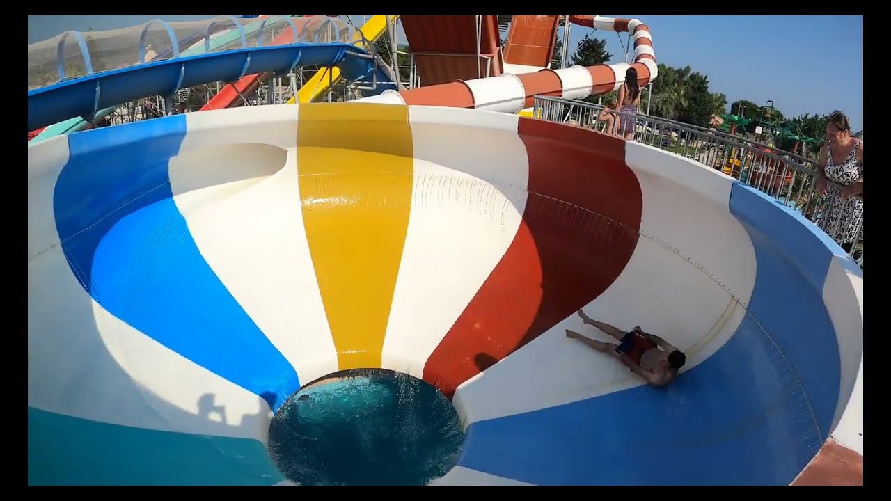 space hole water slide at izmir aqua park pov 4k 