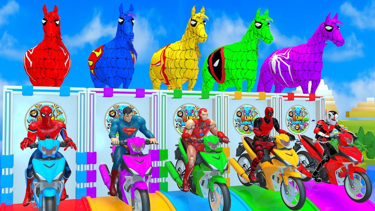 Long Slide Game With Cow Elephant Gorilla Hippopotamus Tiger-3d Animal Game-Funny 3d Animals Past 6