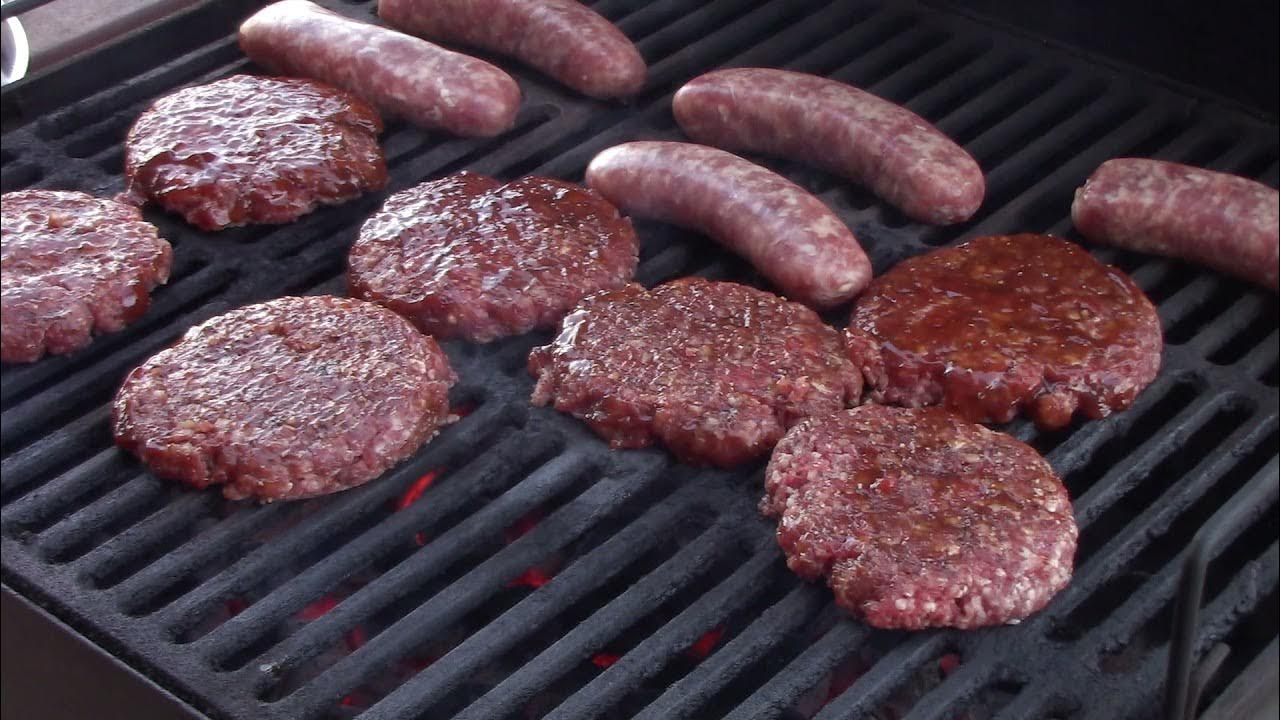 grilling brats and hamburgers on a charcoal grill CharGriller YouTube