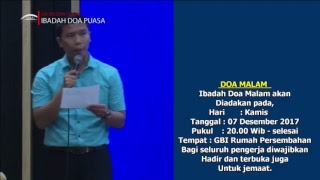 Ibadah Doa Puasa, 02 Desember 2017
